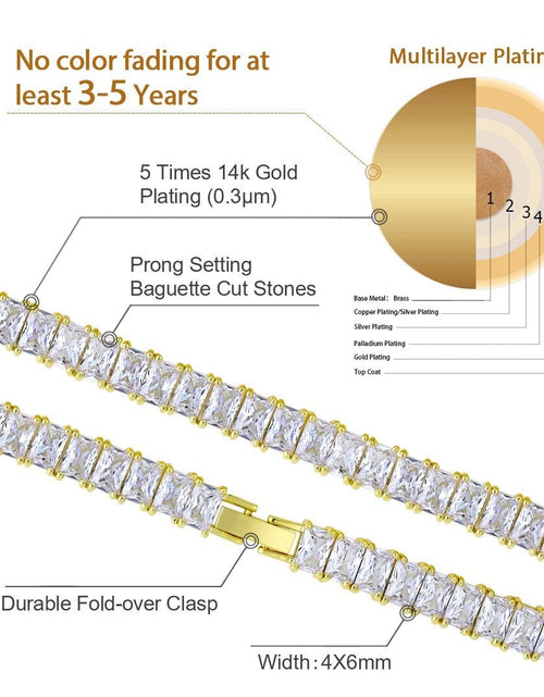 Load image into Gallery viewer, 6mm Baguette Cut CZ Diamond Tennis Chain in 14K Gold by Bling Proud | Urban Jewelry Online Store
