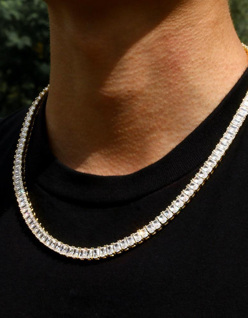 Load image into Gallery viewer, 6mm Baguette Cut CZ Diamond Tennis Chain in 14K Gold by Bling Proud | Urban Jewelry Online Store
