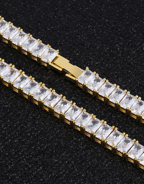 Load image into Gallery viewer, 6mm Baguette Cut CZ Diamond Tennis Chain in 14K Gold by Bling Proud | Urban Jewelry Online Store
