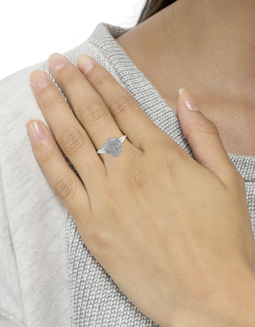 Load image into Gallery viewer, 10K White Gold 1/2 Cttw Round &amp; Baguette Cut Diamond Pear Shaped Domed Pavé Cluster with Halo Cocktail Ring (H-I Color, SI1-SI2 Clarity) by Haus of Brilliance
