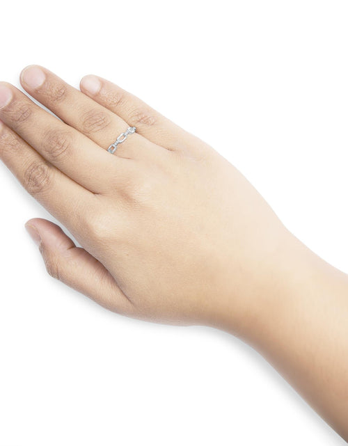 Load image into Gallery viewer, .925 Sterling Silver Diamond Accent Paperclip Band Ring (I-J Color, I2-I3 Clarity) by Haus of Brilliance
