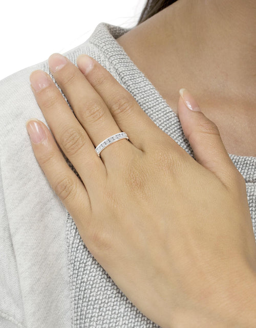 Load image into Gallery viewer, IGI Certified 1/2 Cttw Round Brilliant Cut Diamond 18K White Gold Channel Set Eternity Style Wedding Band Ring (H-I Color, I1-I2 Clarity) by Haus of Brilliance
