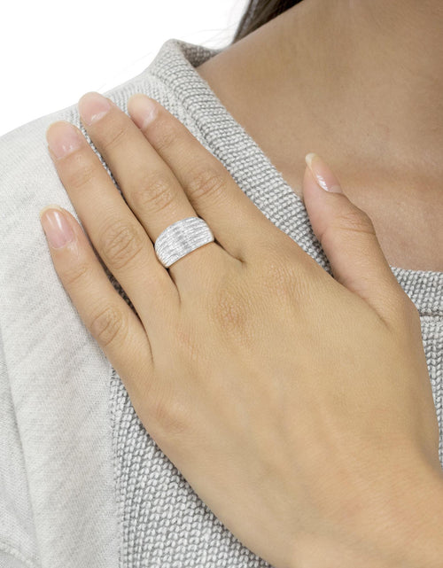 Load image into Gallery viewer, .925 Sterling Silver 1.0 Cttw Baguette-Cut Diamond 6-Row Channel Set Domed Tapered Cocktail Fashion Ring (H-I Color, I2-I3 Clarity) by Haus of Brilliance
