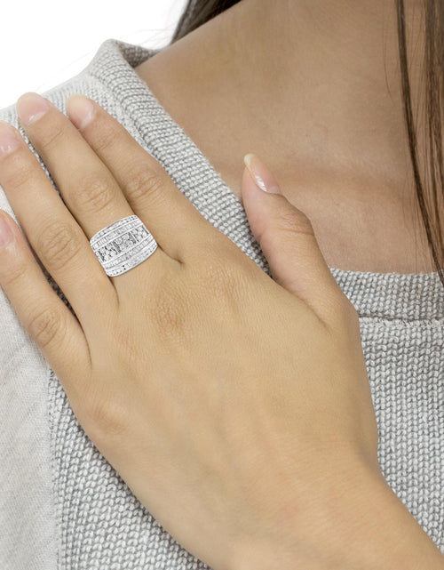 Load image into Gallery viewer, .925 Sterling Silver 2.0 Cttw Round &amp; Baguette Cut Diamond Multi-Row Channel Set Tapered Cocktail Fashion Ring (I-J Color, I3 Clarity) by Haus of Brilliance
