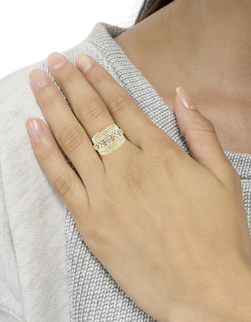 Load image into Gallery viewer, .925 Sterling Silver 2.0 Cttw Round &amp; Baguette Cut Diamond Multi-Row Channel Set Tapered Cocktail Fashion Ring (I-J Color, I3 Clarity) by Haus of Brilliance
