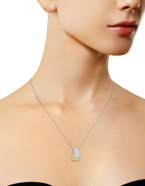 Load image into Gallery viewer, 14K Gold 1.0 Cttw Princess Cut Diamond Two Tone Foldover Box Pendant 18” Box Chain Necklace (H-I Color, SI2-I1 Clarity) by Haus of Brilliance
