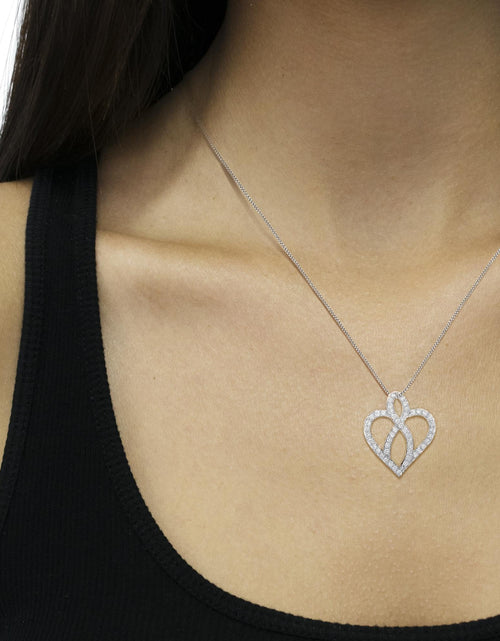 Load image into Gallery viewer, 14KT White Gold 1 cttw Diamond Heart Ribbon Pendant Necklace (H-I, I1-I2) by Haus of Brilliance

