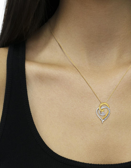 Load image into Gallery viewer, 10K Yellow and White Gold Diamond Accent Open Double Heart Spiral Curl 18" Pendant Necklace (J-K Color, I2-I3 Clarity) by Haus of Brilliance
