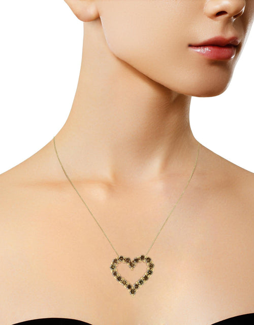 Load image into Gallery viewer, 14K Yellow Gold Plated .925 Sterling Silver 1.0 Cttw Champagne Diamond Heart Pendant Necklace (K-L Color, I1-I2 Clarity) - 18" by Infinite Jewels
