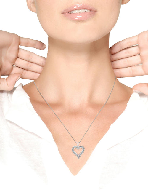 Load image into Gallery viewer, .925 Sterling Silver Diamond Heart 18" Pendant Necklace (I-J Color, I2-I3 Clarity) by Haus of Brilliance
