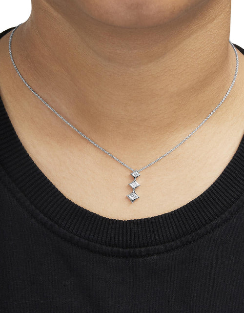 Load image into Gallery viewer, 10K Gold 1/5 Cttw Princess Cut Diamond 3 Stone Drop 18" Pendant Necklace (H-I Color, SI2-I1 Clarity) by Haus of Brilliance
