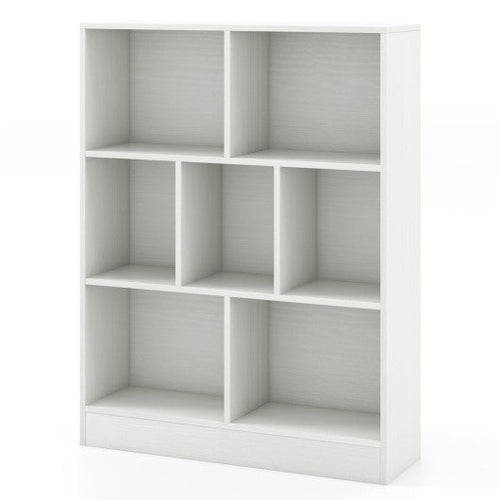 Load image into Gallery viewer, 7-Section Freestanding Bookshelf for Kids Room Classroom Daycare Nursery-White
