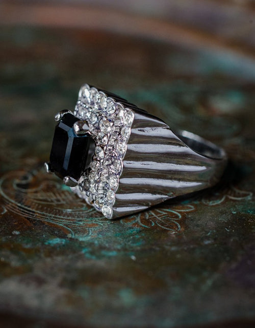 Load image into Gallery viewer, Vintage Austrian Crystal Cocktail Ring 18k Yellow or White Gold Electroplated Women's Birthstne RingMade in USA by PVD Vintage Jewelry
