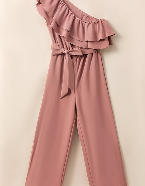 Load image into Gallery viewer, Ruffled Tied One-Shoulder Jumpsuit
