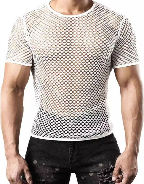 Load image into Gallery viewer, Men's Hollow Out Round Neck Short Sleeve Top
