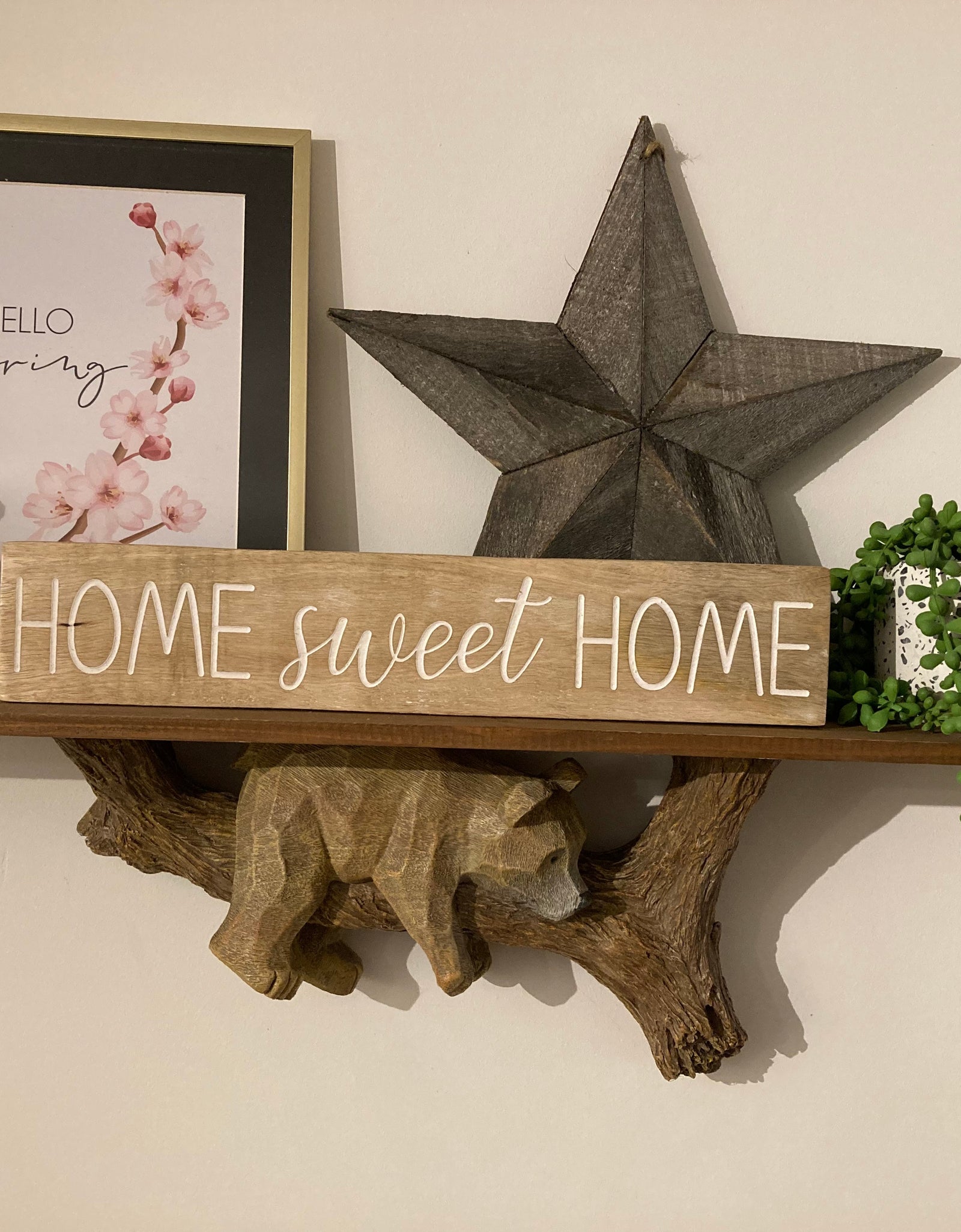 Hello Spring Cherry Blossom Spring Seasonal Wall Home Decor Print by WinsterCreations™ Official Store