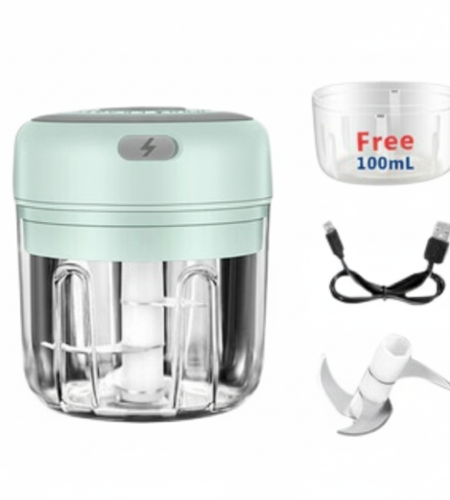 Electric 300ML Garlic Press Chopper Chili Onion Fruits Meat Mincer Blender Mixer