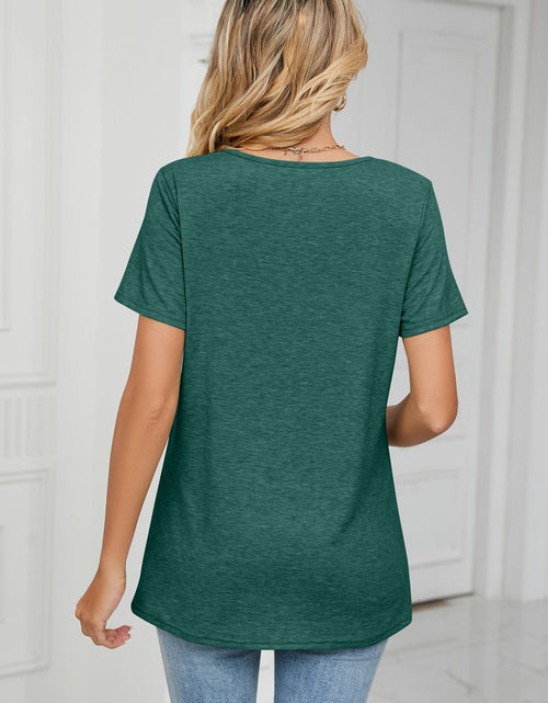 Load image into Gallery viewer, Ruched V-Neck Short Sleeve T-Shirt
