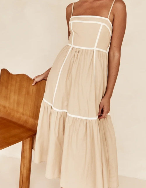 Load image into Gallery viewer, Contrast Trim Square Neck Midi Cami Dress
