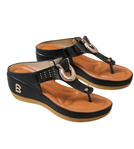 Low-Wedge Women Orthopedic Sandals Casual Flat Shoes Flip Flops Ladies Anti-Slip