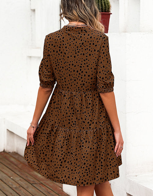 Load image into Gallery viewer, Printed Notched Half Sleeve Dress
