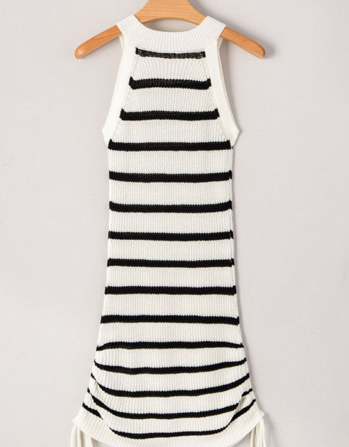 Load image into Gallery viewer, Contrast Striped Drawstring Detail Sleeveless Sweater Dress
