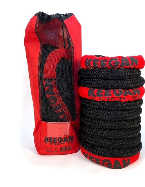 Load image into Gallery viewer, KEEGAN TOOLS 1.25"x30' Kinetic Energy Recovery Rope 46000 lbs Tow Rope Carry Bag
