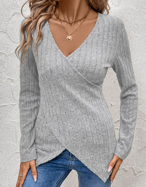 Load image into Gallery viewer, Perfee Surplice Long Sleeve T-Shirt
