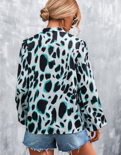 Load image into Gallery viewer, Printed Tie Neck Puff Sleeve Blouse
