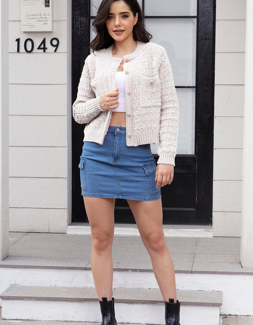 Load image into Gallery viewer, Button Up Round Neck Cardigan

