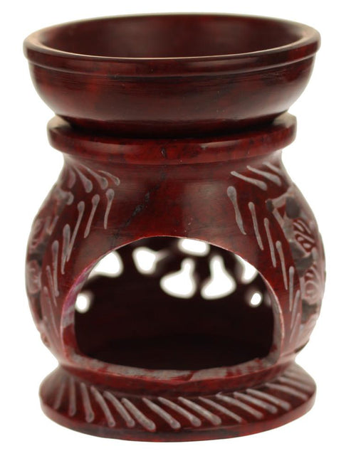 Load image into Gallery viewer, Oil Diffuser - Leaf engraving Soapstone Aroma Lamp - 4" by OMSutra
