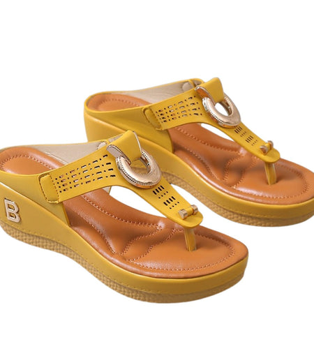Low-Wedge Women Orthopedic Sandals Casual Flat Shoes Flip Flops Ladies Anti-Slip