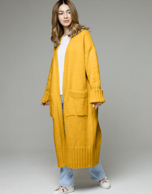 Load image into Gallery viewer, Pocketed Open Front Dropped Shoulder Cardigan
