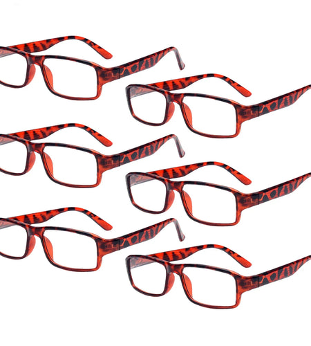 Reading Glasses Mens Womens Readers 6 PACK Square Frame Unisex Style Specs NEW!