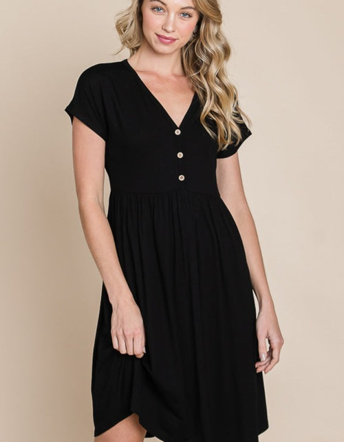 Load image into Gallery viewer, BOMBOM V-Neck Short Sleeve Dress

