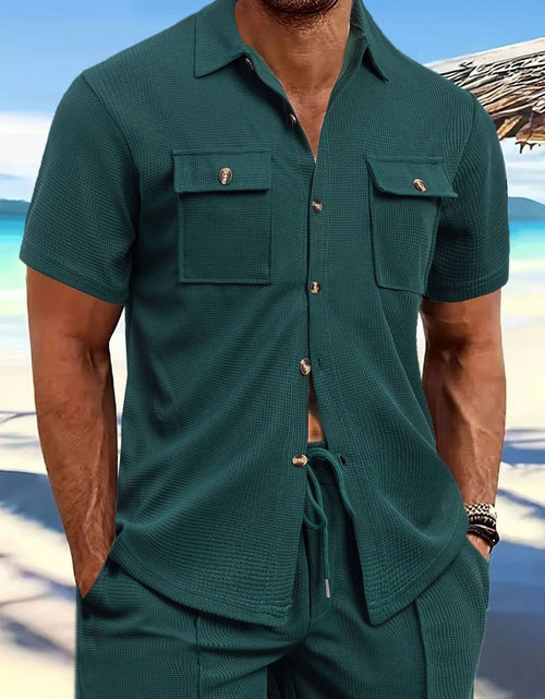 Load image into Gallery viewer, Men's Full Size Button Down Short Sleeve Shirt Plus Size
