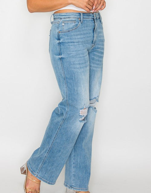 Load image into Gallery viewer, bytos Full Size Distressed High Rise Straight Jeans
