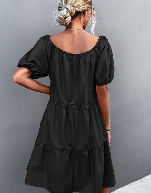 Load image into Gallery viewer, Square Neck Short Sleeve Mini Dress
