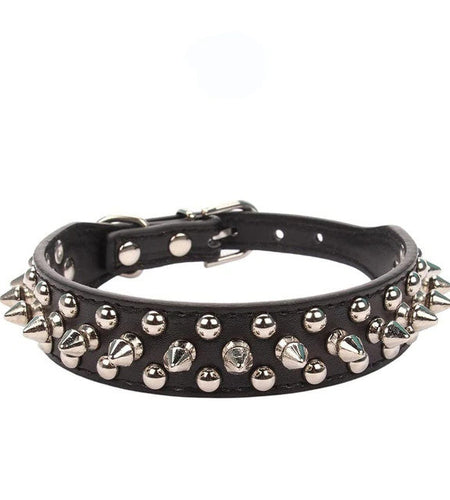 Spiked Studded Leather Dog Collar Rivets Pet Small Large Cat Pit Bull Adjustable