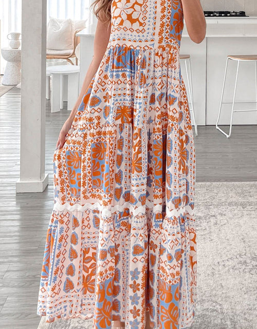 Load image into Gallery viewer, Printed Smocked Back Ricrac Trim Cami Dress
