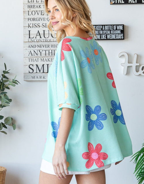 Load image into Gallery viewer, HOPELY Floral Waffle Oversize T-Shirt
