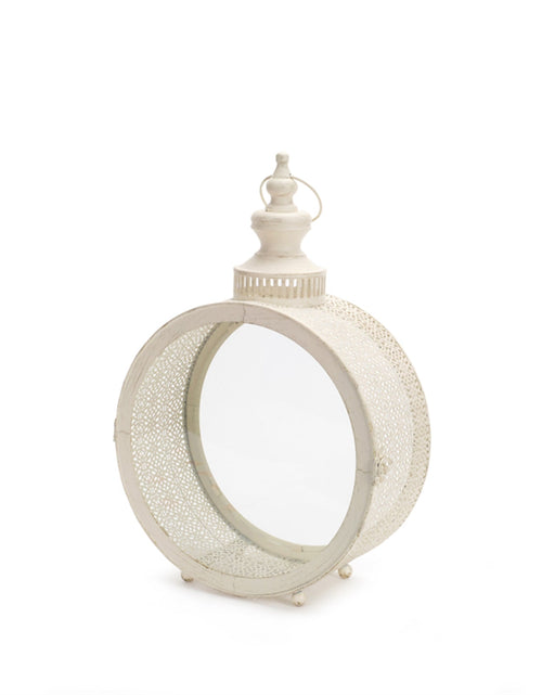 Load image into Gallery viewer, Ivory Ornate Metal Circle Lantern 17.5"D
