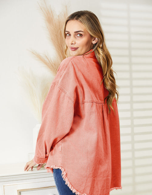Load image into Gallery viewer, Distressed Raw Hem Denim Jacket
