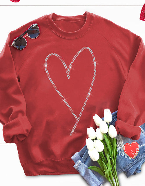 Load image into Gallery viewer, Heart Round Neck Long Sleeve Sweatshirt

