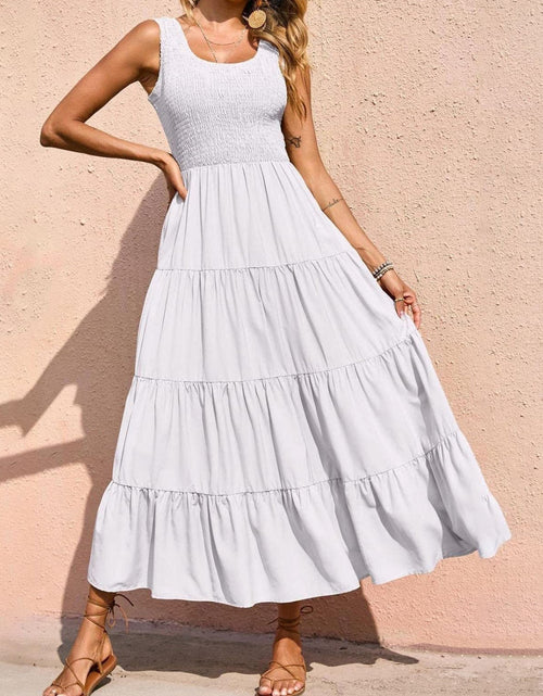 Load image into Gallery viewer, Tiered Smocked Wide Strap Dress
