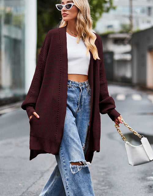 Load image into Gallery viewer, Open Front Dropped Shoulder Longline Cardigan
