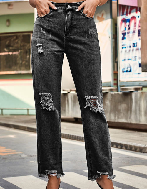 Load image into Gallery viewer, Distressed Buttoned Loose Fit Jeans
