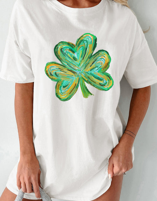 Load image into Gallery viewer, Lucky Clover Round Neck Short Sleeve T-Shirt
