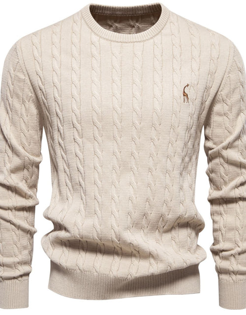 Load image into Gallery viewer, Men's Cable-Knit Round Neck Long Sleeve Sweater

