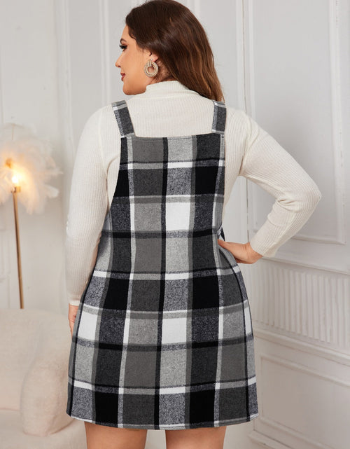 Load image into Gallery viewer, Honey Plus Size Plaid Wide Strap Overall Dress
